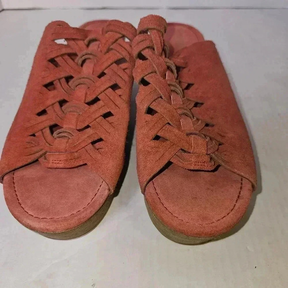 Michael Kors Westley Orange Suede Platform Open Toe Shoes SZ 9.5 - Picture 2 of 7